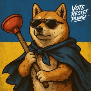 Vote. Resist. Plunge. – Hero Shiba Sticker