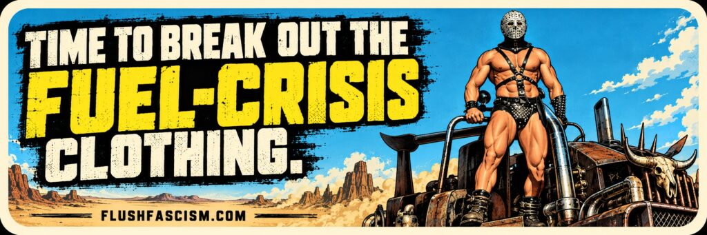 Fuel-Crisis Clothing post-apocalyptic bumper sticker and magnet by Flush Fascism