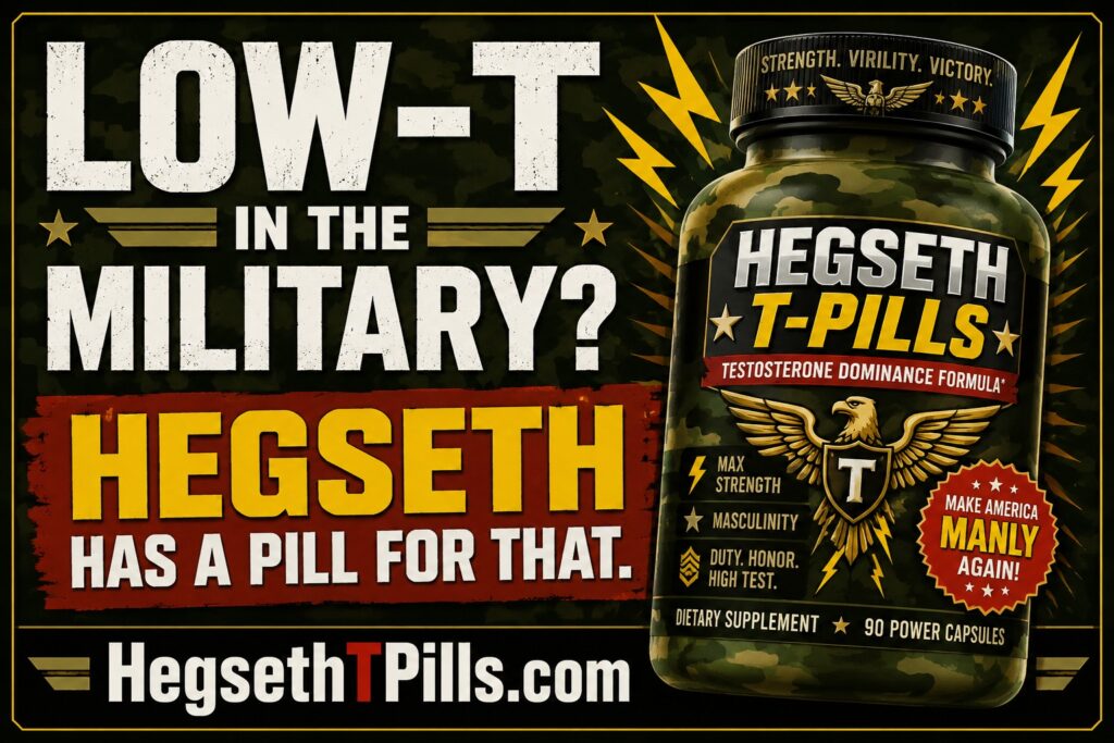 Hegseth T-Pills Low-T military sticker and magnet by Flush Fascism