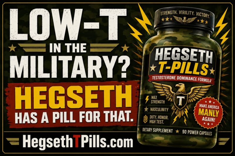 Hegseth T-Pills Low-T military sticker and magnet by Flush Fascism