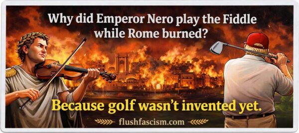 nero-golf-web-listing Nero Golf Rome burned bumper sticker and magnet by Flush Fascism