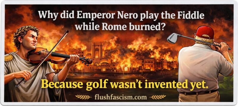 Nero Golf Rome burned bumper sticker and magnet by Flush Fascism