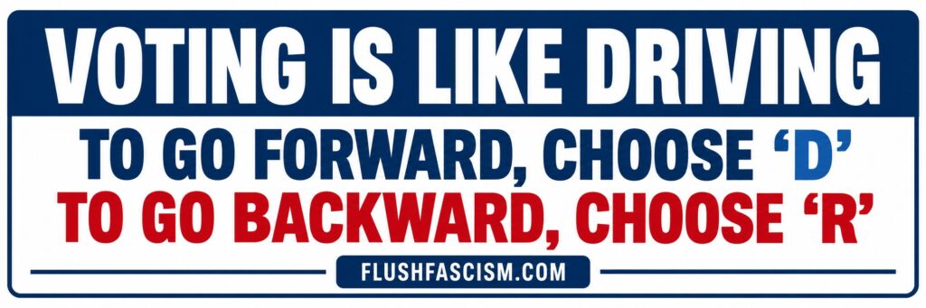 Voting Is Like Driving bumper sticker and magnet by Flush Fascism