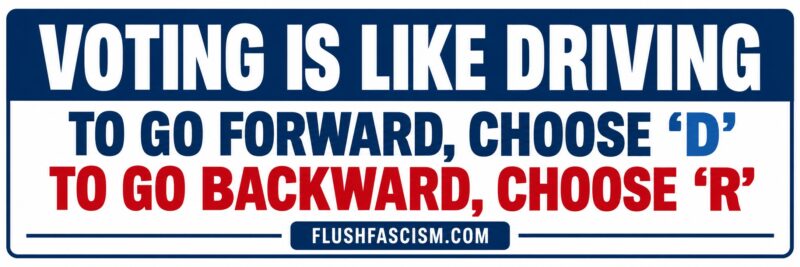 Voting Is Like Driving bumper sticker and magnet by Flush Fascism